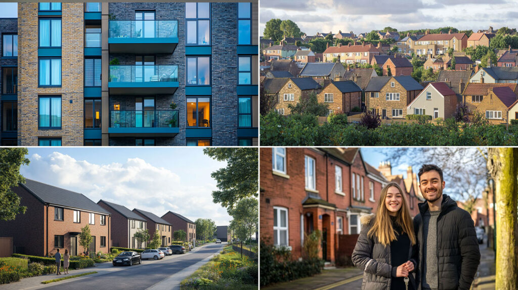 A collage of South Yorkshire property types, featuring a modern city centre apartment, a traditional terraced house, and a student accommodation block. The image showcases the diversity of investment opportunities in the region. 